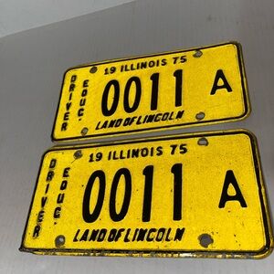 Driver Ed Illinois 1975 Pair Old License Plate Set Vintage Driver Educ 0011 A